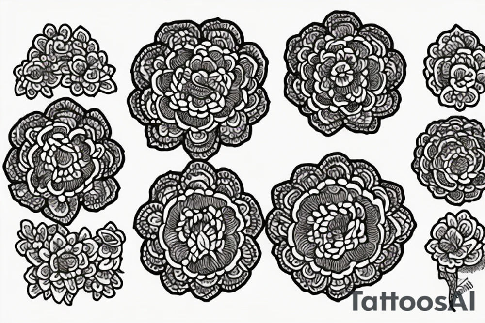 Four marigold flowers representing people who passed away tattoo idea