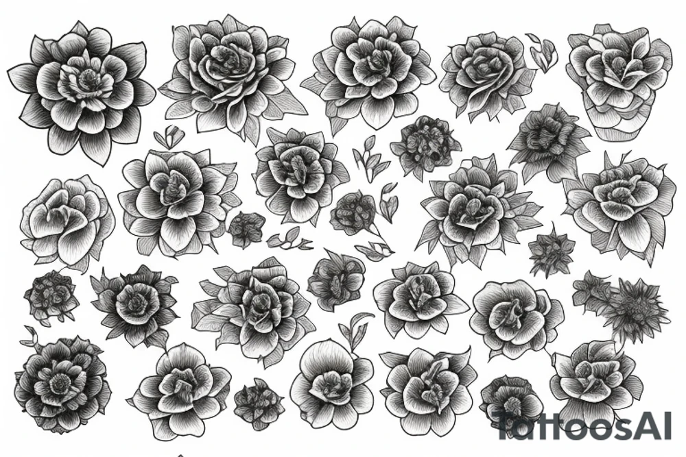 Four marigold flowers representing people who passed away tattoo idea