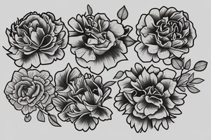 Four marigold flowers representing people who passed away tattoo idea