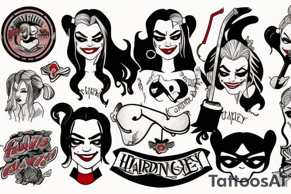 Harley Quinn holding a cutlass tattoo idea