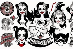 Harley Quinn holding a cutlass tattoo idea