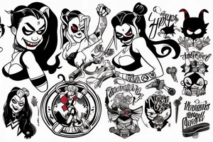 Harley Quinn holding a cutlass tattoo idea