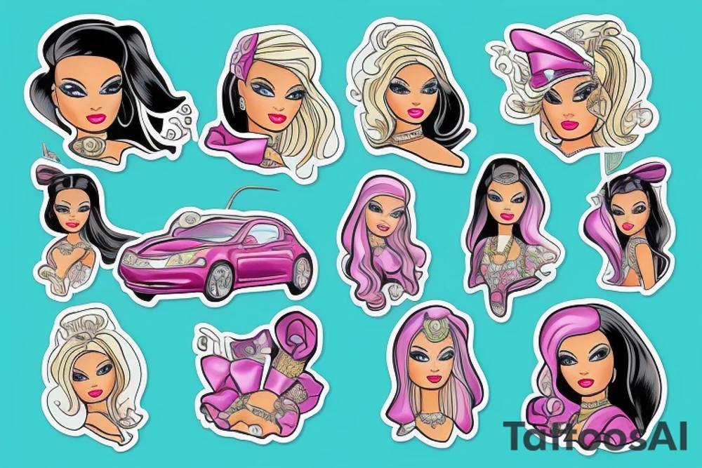 Barbie driving Acura tattoo idea