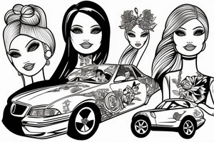 Barbie driving Acura tattoo idea