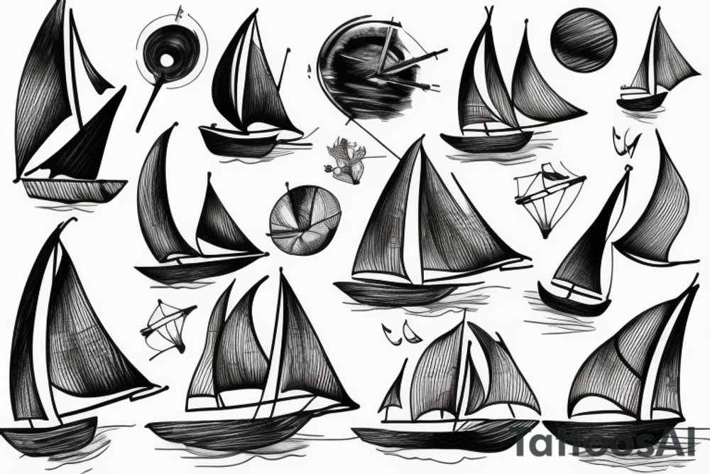 sailing boat with wind tattoo idea