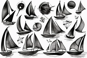 sailing boat with wind tattoo idea