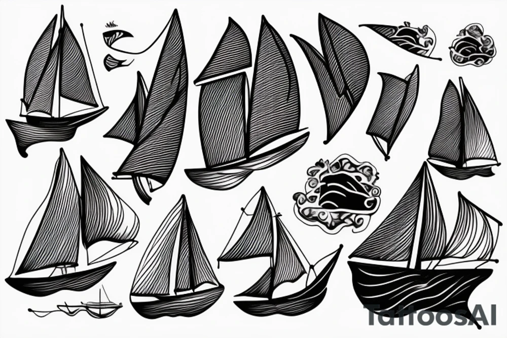 sailing boat with wind tattoo idea