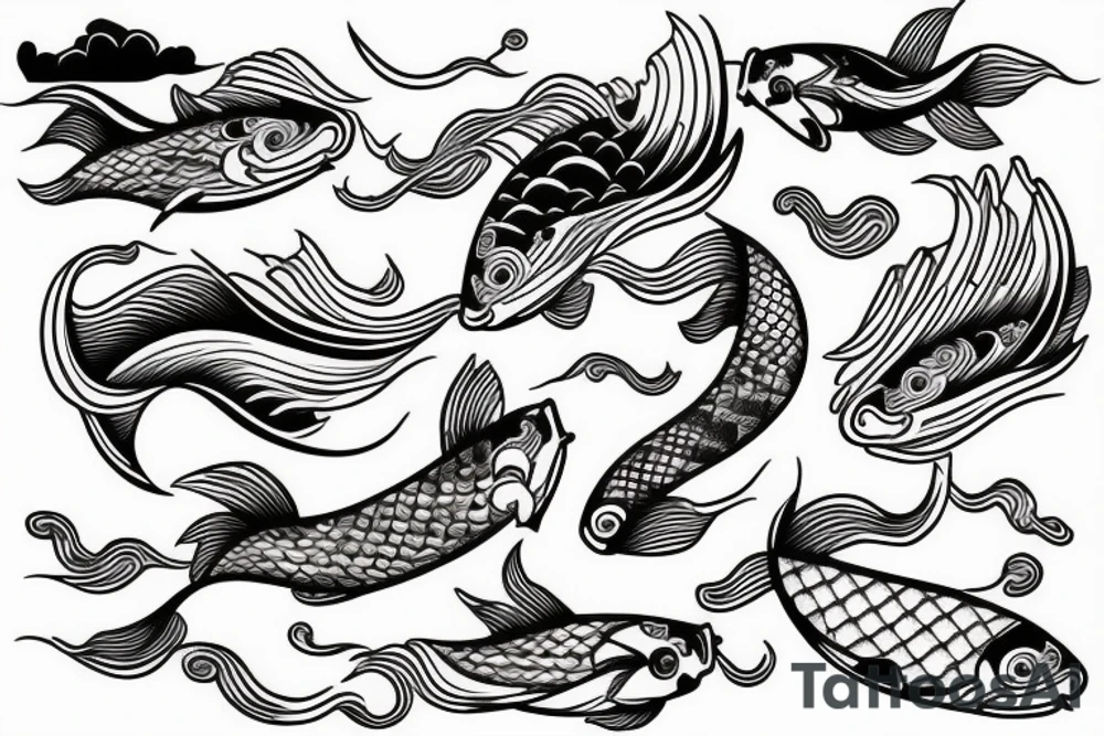 sailing boat with waves , koi fish tattoo idea