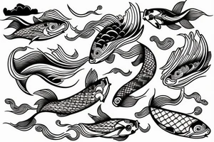 sailing boat with waves , koi fish tattoo idea