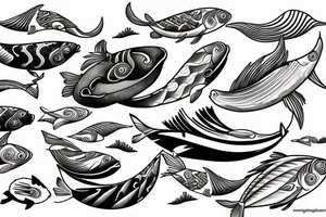 sailing catamaran with waves , koi fish tattoo idea