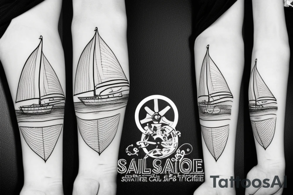 sailboat thin line tattoo idea