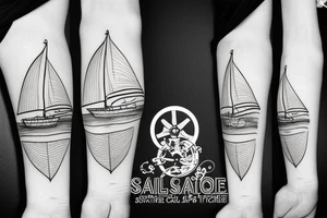 sailboat thin line tattoo idea