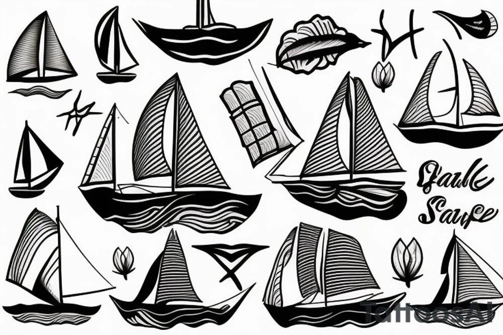 sailboat thin line tattoo idea