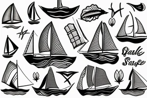 sailboat thin line tattoo idea