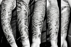 Family Tree birds full arm tattoo idea