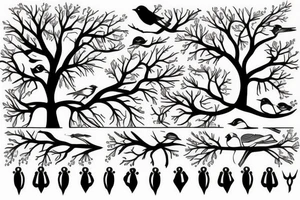 Family Tree birds full arm tattoo idea