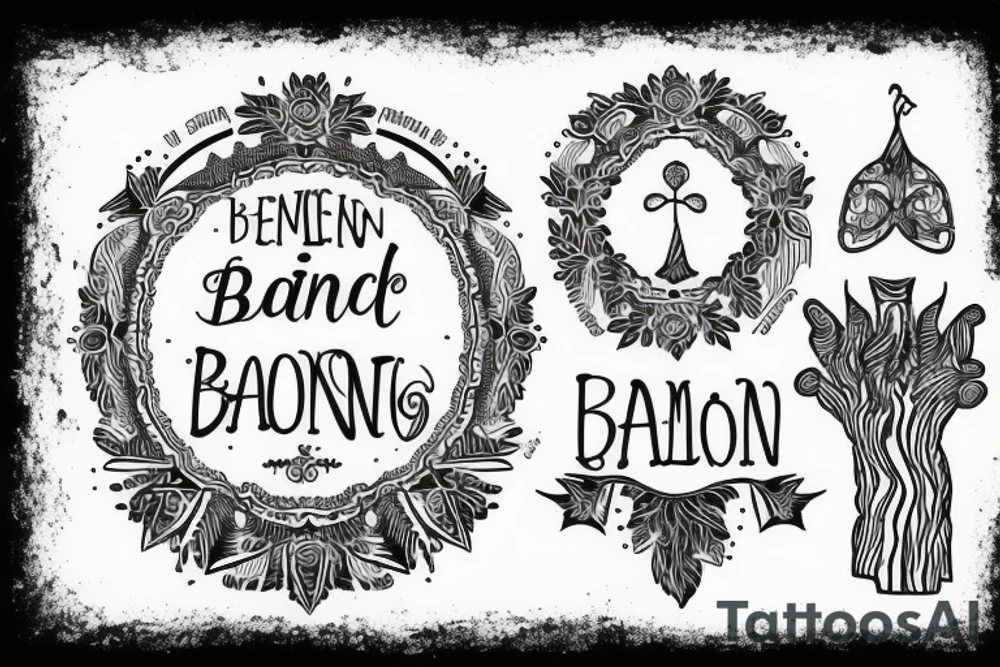 Einen Baum mit Banderolen und Familien dingen tattoo idea