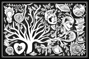Einen Baum mit Banderolen und Familien dingen tattoo idea