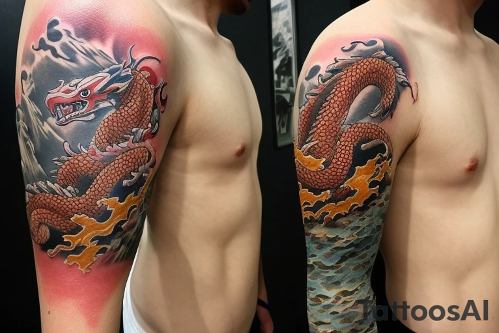 Arm sleeve tattoo featuring japanese dragon that is wrapped around aiguille du midi in chamonix (see https://images.app.goo.gl/RYUNNKAjVmQKEBw89 , https://images.app.goo.gl/w6teereZoZyfaoJW6 , https://images.app.goo.gl/mpeEbDtEkAfNdV379) in the winter time, and is ascending the Cunningham couloir (see https://images.app.goo.gl/4B8T8sh6jaUQSBrAA , https://images.app.goo.gl/cchcpusNuRgb7GF19) tattoo idea