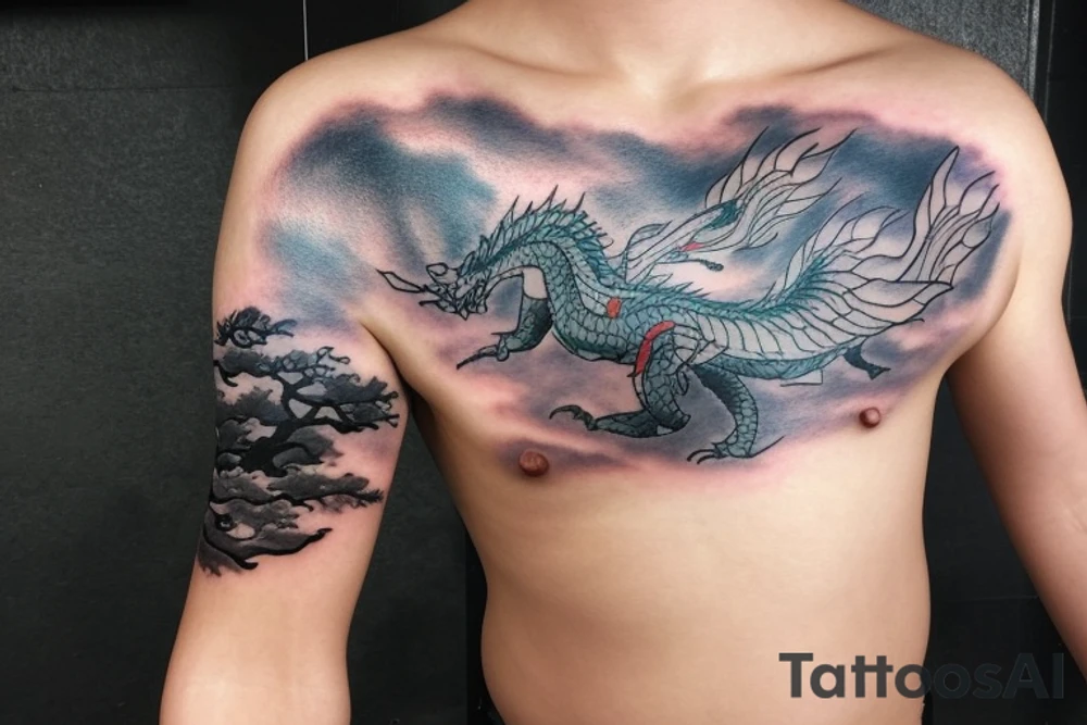 Arm sleeve tattoo featuring an ascending japanese dragon that is wrapped around aiguille du midi in chamonix (see https://images.app.goo.gl/RYUNNKAjVmQKEBw89 , https://images.app.goo.gl/w6teereZoZyfaoJW6 , https://images.app.goo.gl/mpeEbDtEkAfNdV379) in the winter time tattoo idea