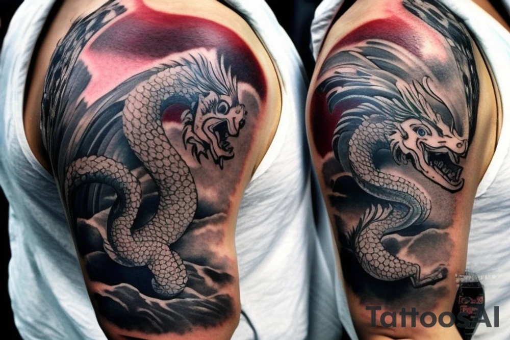 shoulder sleeve tattoo featuring an ascending japanese dragon that is wrapped around aiguille du midi in chamonix (see https://images.app.goo.gl/RYUNNKAjVmQKEBw89 , https://images.app.goo.gl/w6teereZoZyfaoJW6 , https://images.app.goo.gl/mpeEbDtEkAfNdV379) 
winter time
trippy
dragon to be moving upwards tattoo idea