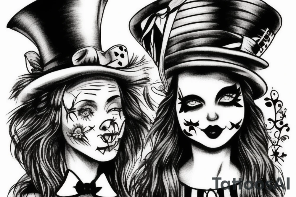 mad hatter Alice in wonderland side piece tattoo idea