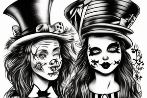 mad hatter Alice in wonderland side piece tattoo idea