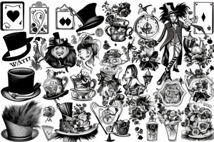 mad hatter Alice in wonderland side piece tattoo idea