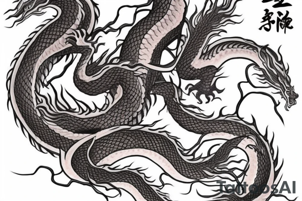 tattoo featuring an ascending Japanese dragon with silk-like hair and long claws on feet
dragon is to be clawing a mountain with rocks breaking from the dragon's claws as it climbs
high detail
energetic
proud tattoo idea