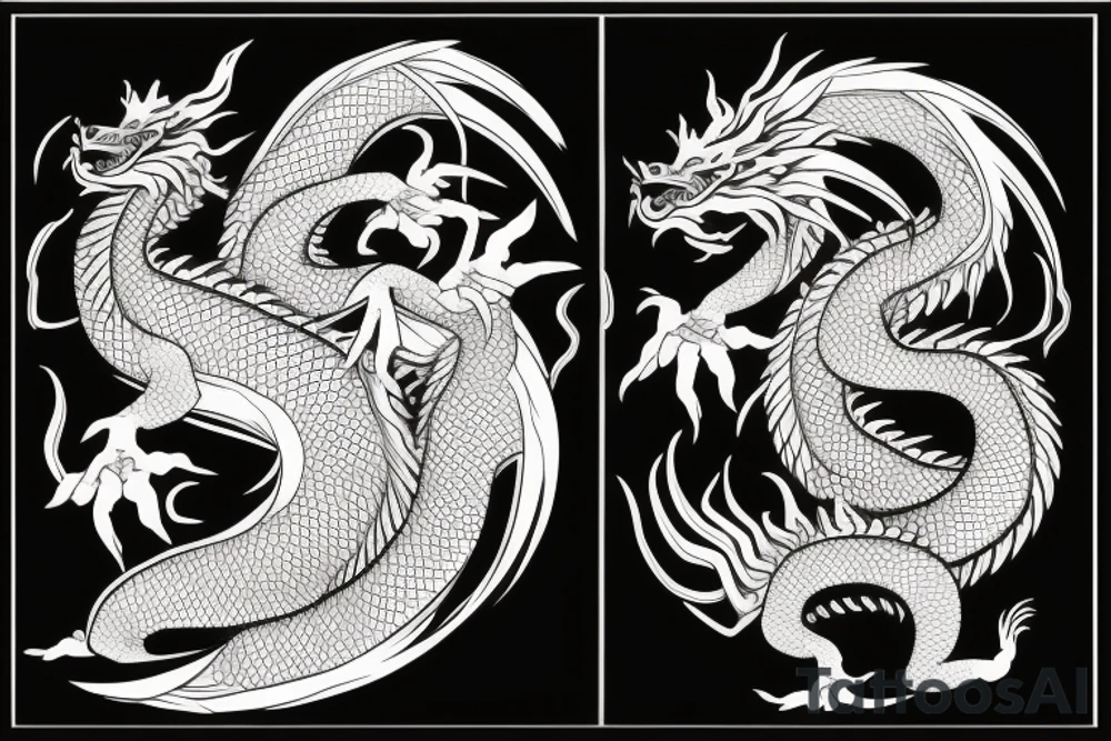 tattoo featuring an ascending Japanese dragon with silk-like hair and long claws on feet
dragon is to be clawing a mountain with rocks breaking from the dragon's claws as it climbs
high detail
energetic
proud tattoo idea