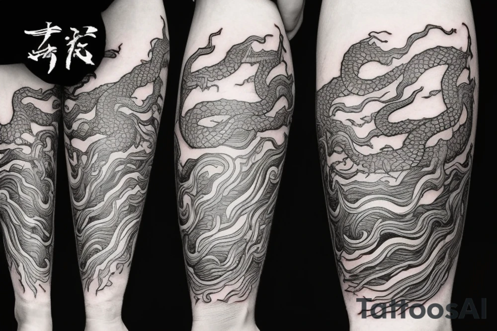 tattoo featuring an ascending dragon with silk-like hair and long claws on feet
dragon is to be clawing a mountain with rocks breaking from the dragon's claws as it climbs
high detail
energetic
proud tattoo idea