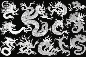 tree like dragon, sitting on the top of a mountain, with silk like hair blowing in the wind tattoo idea