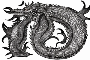a dragon mergedi into the shape of the roots of a tree with silky like hair tattoo idea