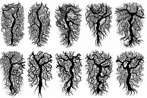 a dragon mergedi into the shape of the roots of a tree with silky like hair tattoo idea