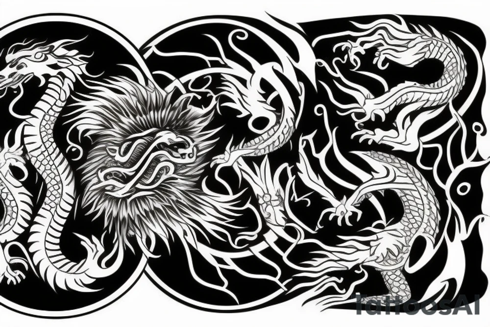 dragon and lion yin and yang tattoo idea
