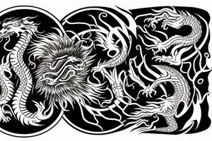 dragon and lion yin and yang tattoo idea