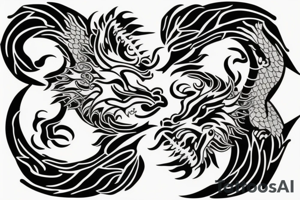 dragon and lion yin and yang tattoo idea