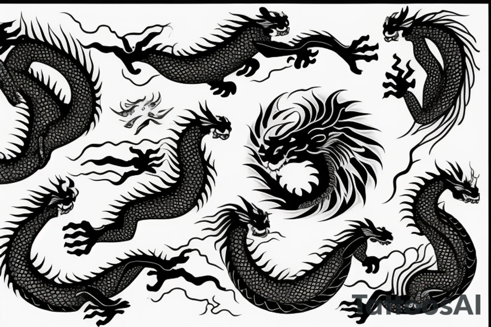 dragon and lion
 yin and yang tattoo idea