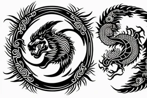 dragon and lion
 yin and yang tattoo idea