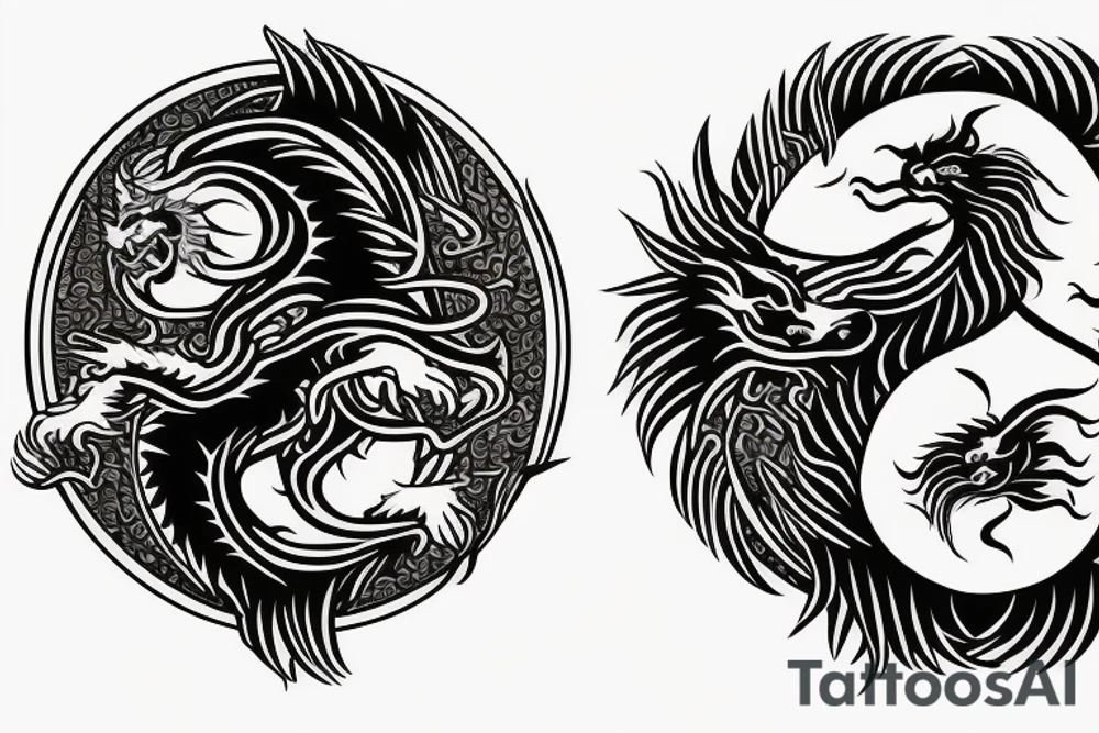 dragon and lion
 yin and yang tattoo idea
