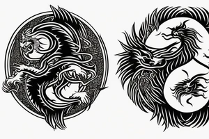 dragon and lion
 yin and yang tattoo idea