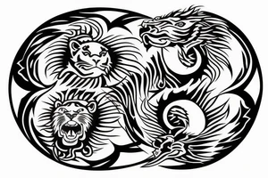 dragon and lion
 yin and yang tattoo idea