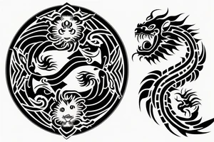 dragon and lion
 yin and yang tattoo idea