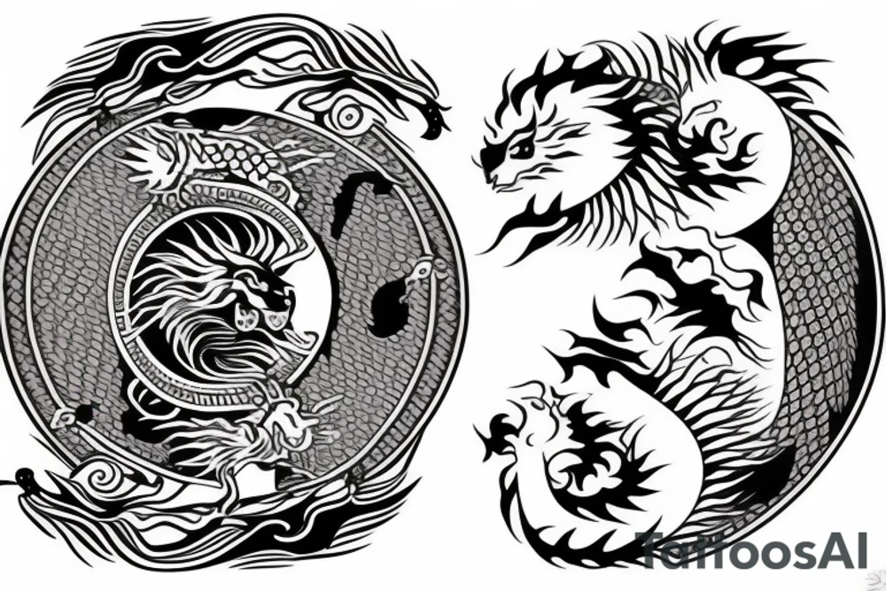 dragon and lion
 yin and yang tattoo idea