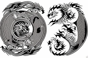 dragon and lion
 yin and yang tattoo idea