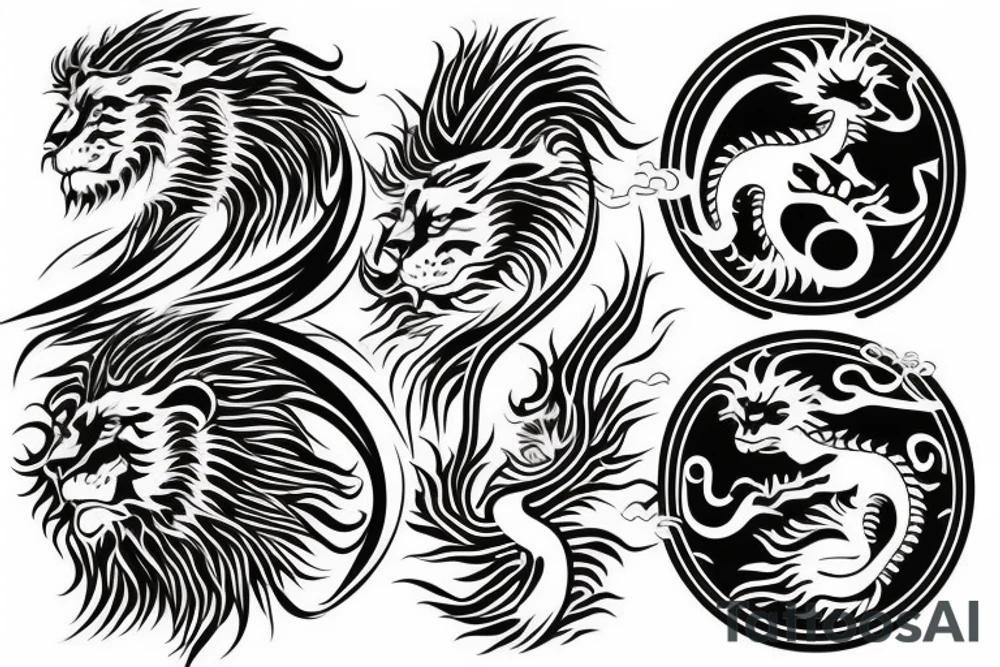 dragon and lion
 yin and yang tattoo idea
