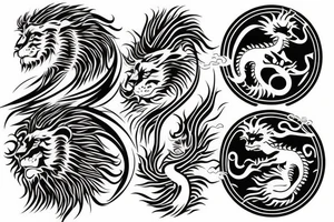dragon and lion
 yin and yang tattoo idea