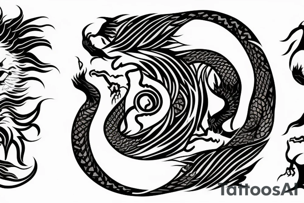 dragon and lion
 yin and yang tattoo idea