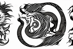 dragon and lion
 yin and yang tattoo idea