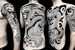dragon and lion
 yin and yang tattoo idea